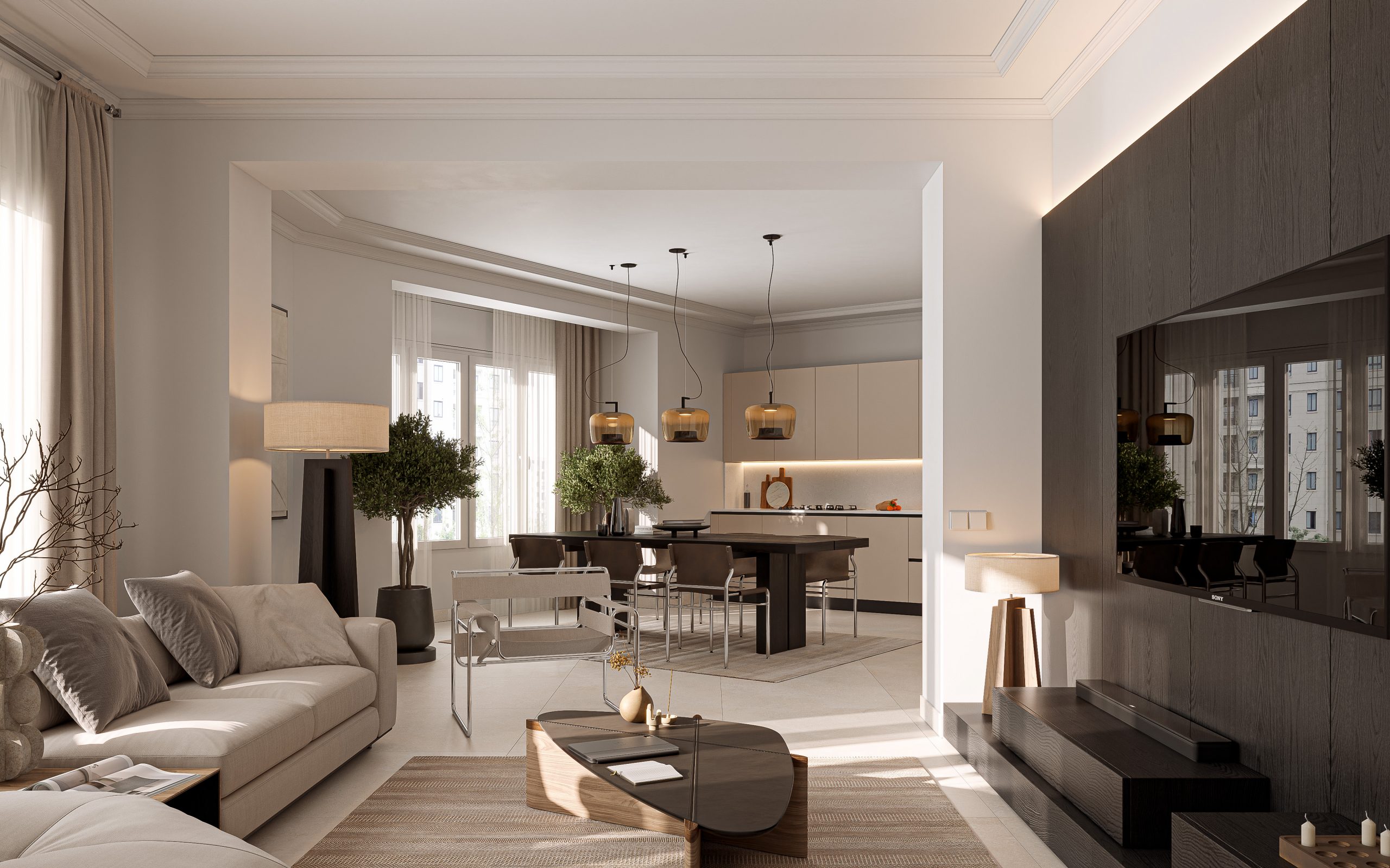 040_REAL RENDERING EUROPE_SOLVIA DIAGONAL_02_COMEDOR_SALON_COCINA